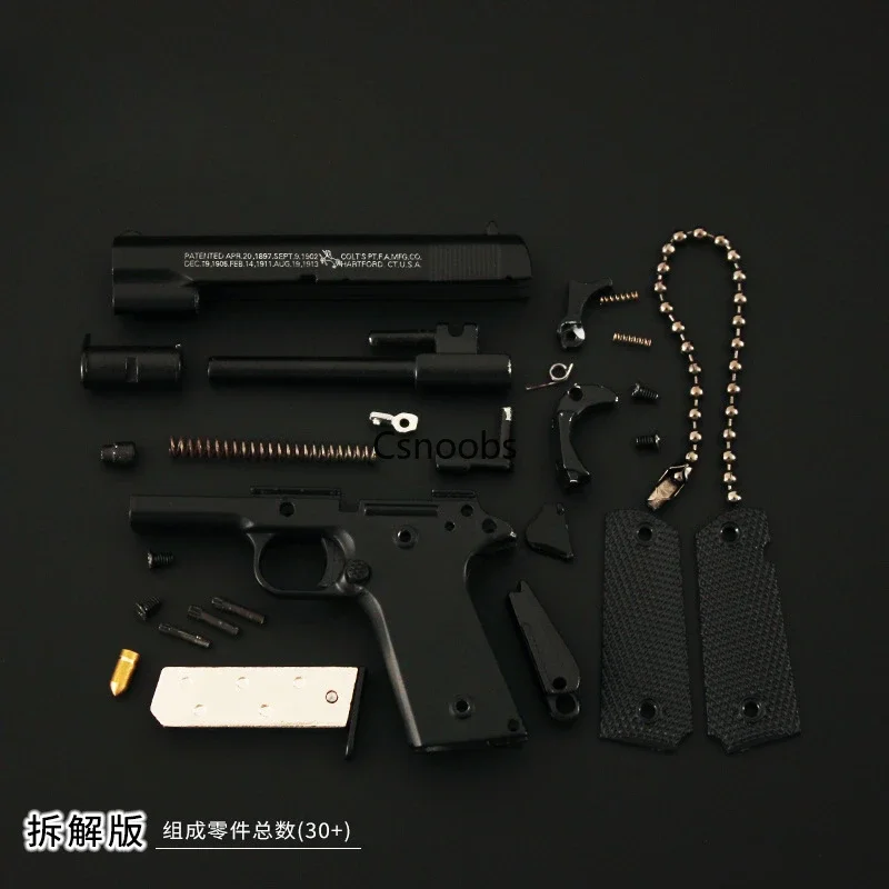 1:3 Mini Colt 1911 Pistol Model Detachable Alloy PUBG Jedi Toy Gun Keychain Fidget Toy for Boy Collection Adults Chrismas Gift