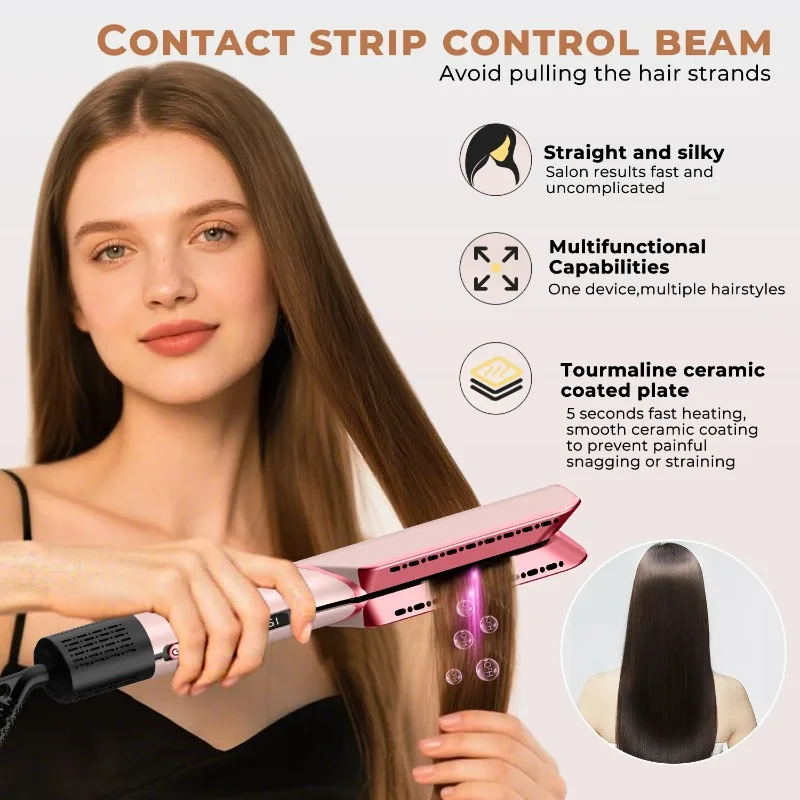 

【Best-selling】Professional 2-in-1 Hair Dryer And Straightener Negative Ion Iron Long Lasting Styling Tool Wet And Dry Straighten