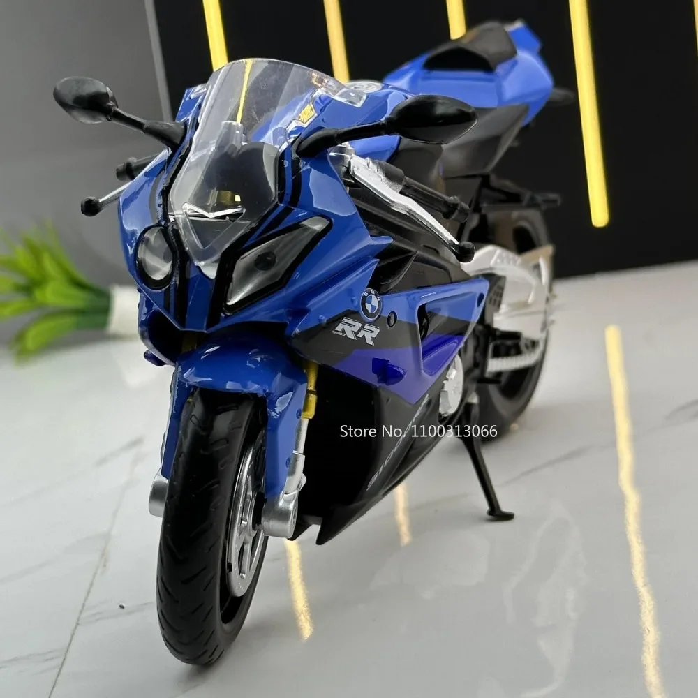 1/12 Scale BMW S1000RR Toys Model Car Alloy Diecasts Vehicle Model with Light The Front Wheels Can Turn Motorcycle for Boy Gifts