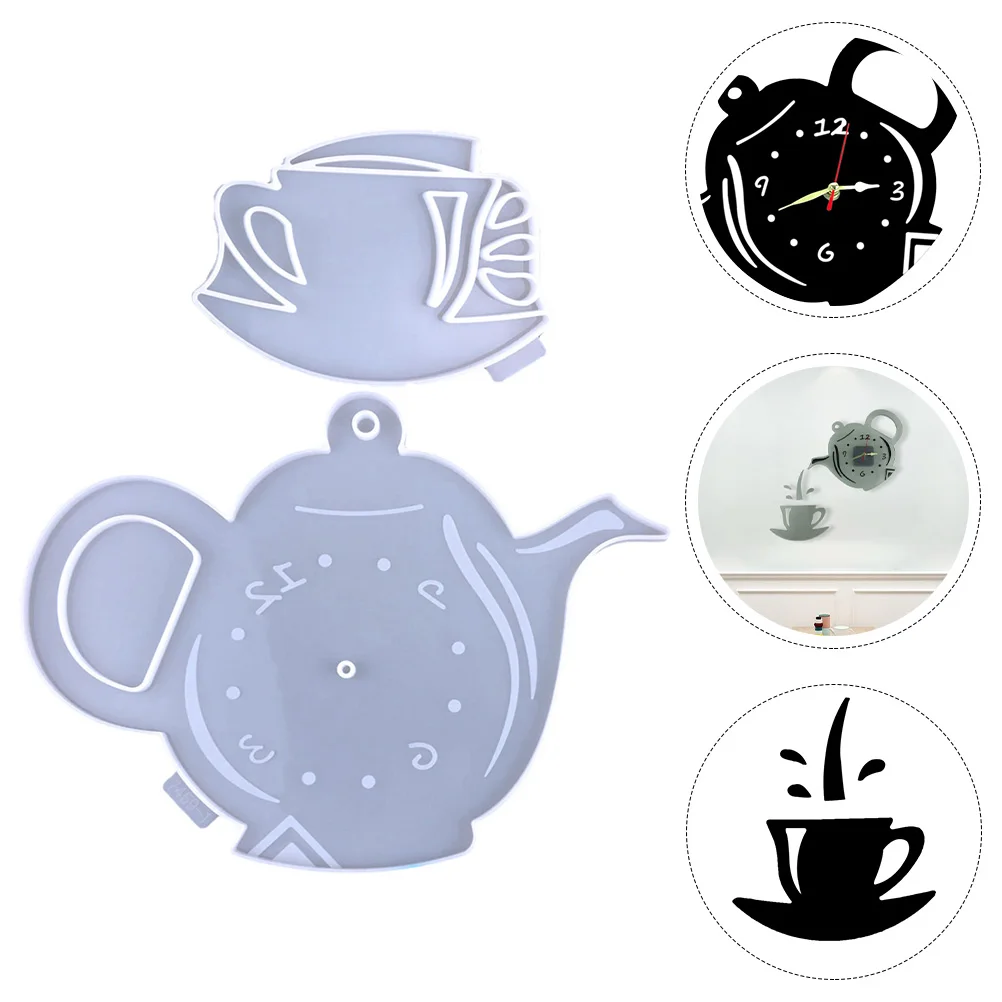 1 مجموعة ساعة غلاية كوب معلق لتقوم بها بنفسك راتينج السليكون الايبوكسي لجدار ديكور فني الحرف صنع ديكورات المنزل الإبداعية اليدوية
