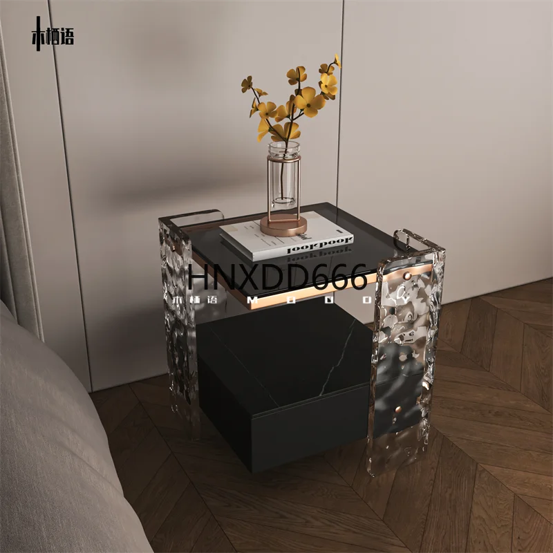 Premium villa light luxury solid wood smart bedside table