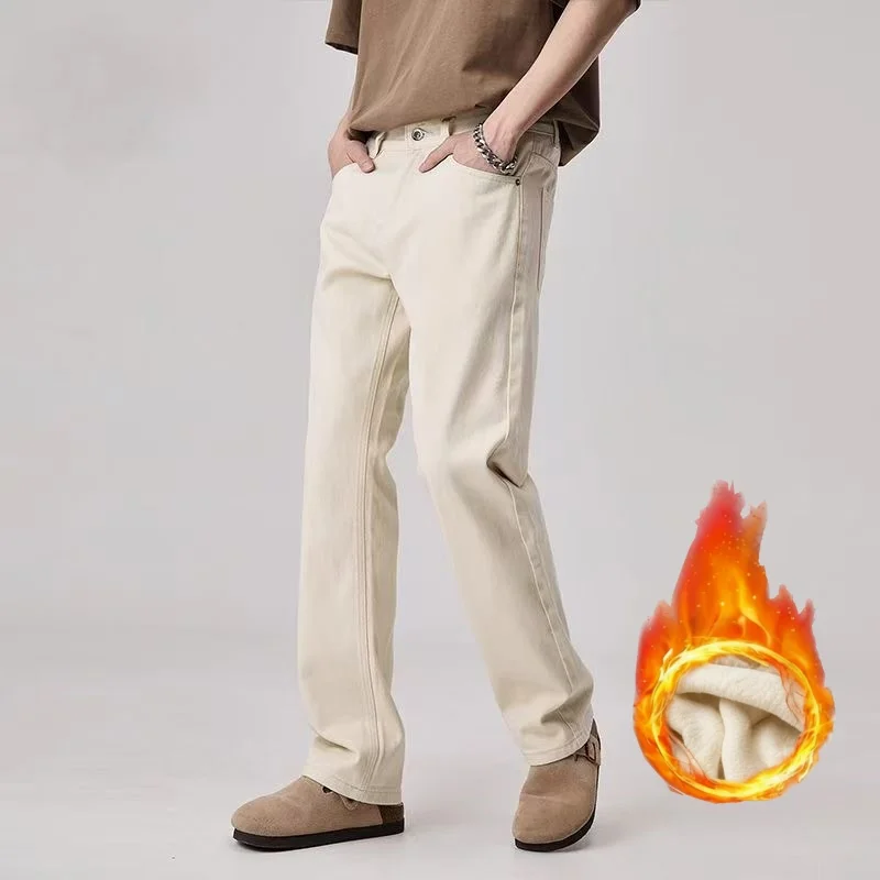 

Men's Fleece-Lined Winter Jeans - Heavyweight insulated business-casual and formal pants with fleece lining, straight leg cut, m