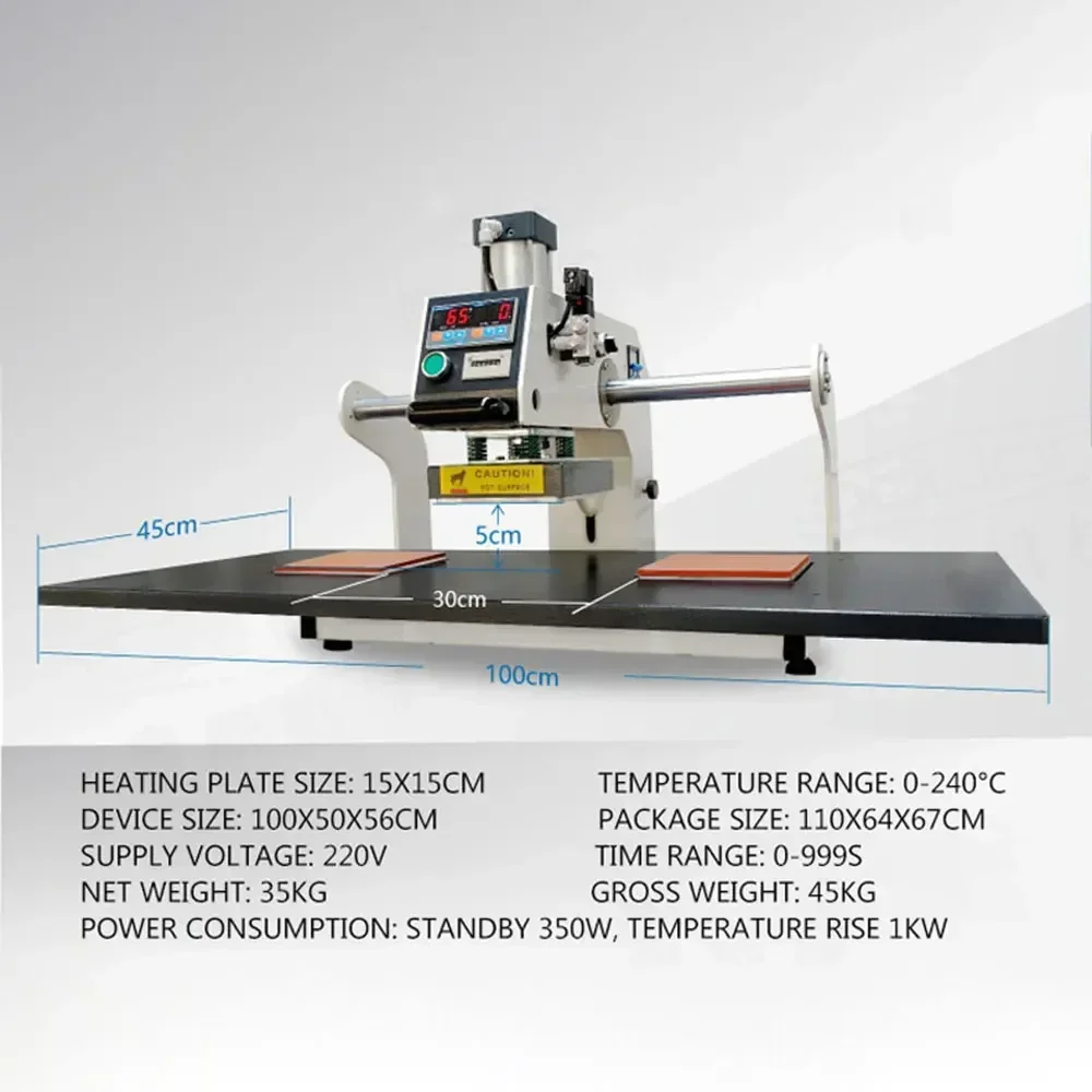 Pneumatic Upward Sliding 15 X15cm Double Station Hot Stamping Machine Heat Transfer Hot Stamping Machine