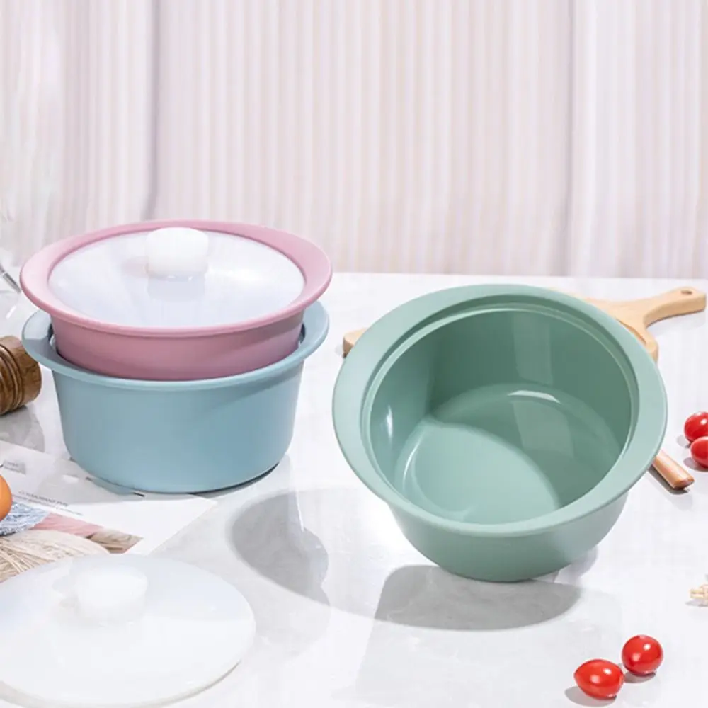 

Lunch Box Silicone Microwave Steamer Pot Fall-resistant Round Soup Bowl with Lid Heat-Resistant Microwave Steamer Bowl Camping