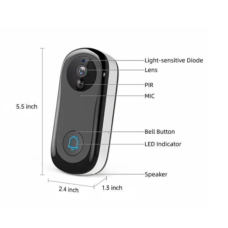 

Best Seller Smart Wifi Door Bell Works Alexa Video Doorbell Set 1080P Home Security Wireless Digital Doorbell