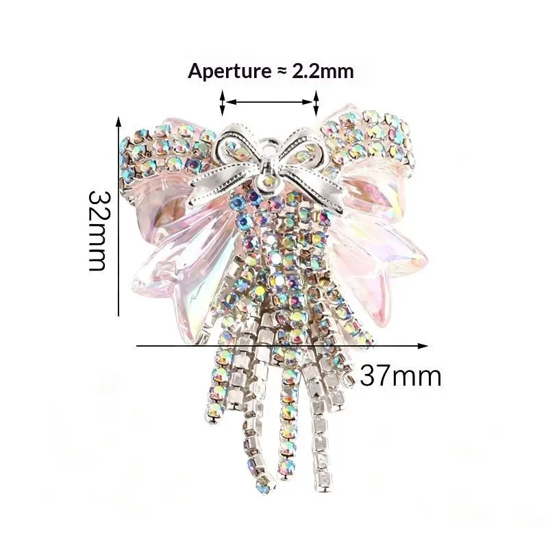 Luxuriöses DIY-Armband, 1 Stück, Schleifen-Strass-Perlen mit Kunstkristallen und Quaste für Bastelaktivitäten zu Hause – Detail 4