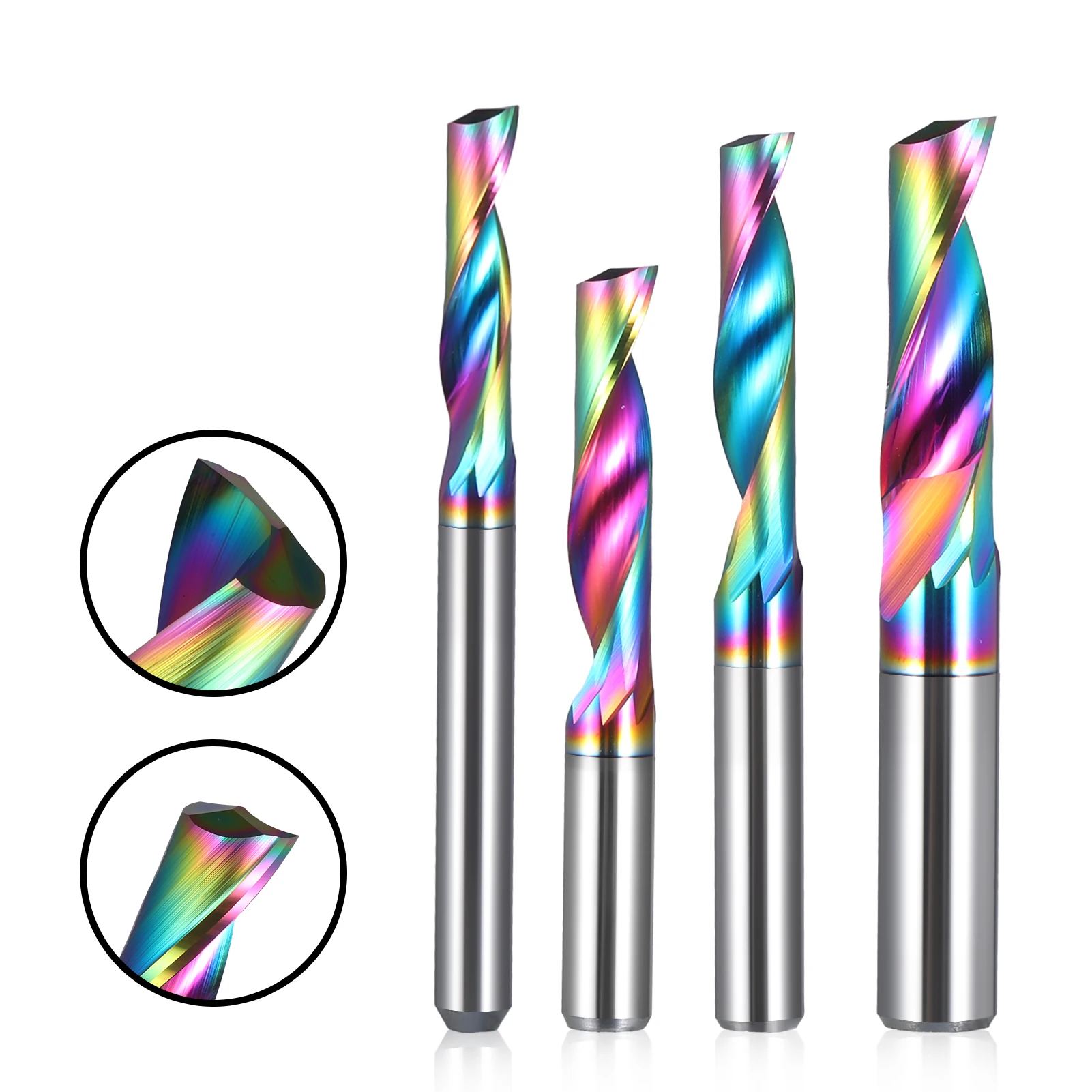 5Pcs 3.175/4/5/6/8/10/12mm Single Flute alu Milling cutters DLC Coating  CNC End Mill Tools for Aluminum composite panels