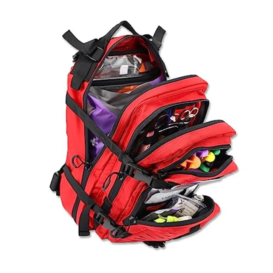 

EMS/EMT Trauma Bleeding First Aid Backpack Red Heavy-Duty Nylon with High-Visibility Color and Durable Storage for Emergency Re