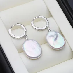 925 Sterling Silver Baroque Pearl Earrings For Women,Real Natural Freshwater Pearl Drop Earring Wife Thanksgiving Gift