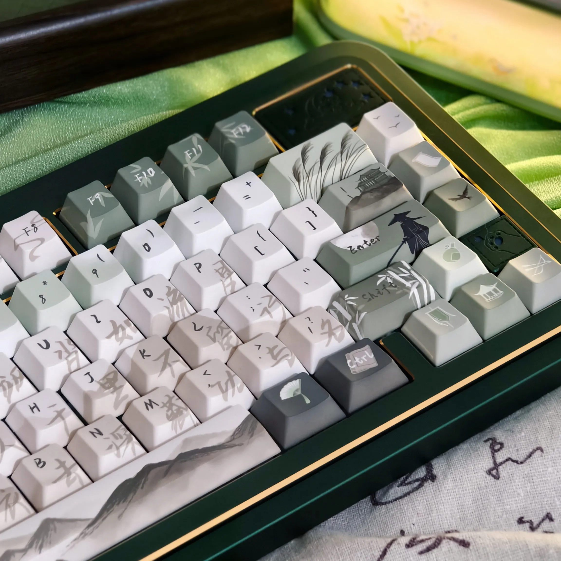 Ode To Gallantry Keycaps 120 Keys Cherry Moa Side Engraved Five-sided PBT Hot Dye-Sub Office Key Caps for Mechanical Keyboard