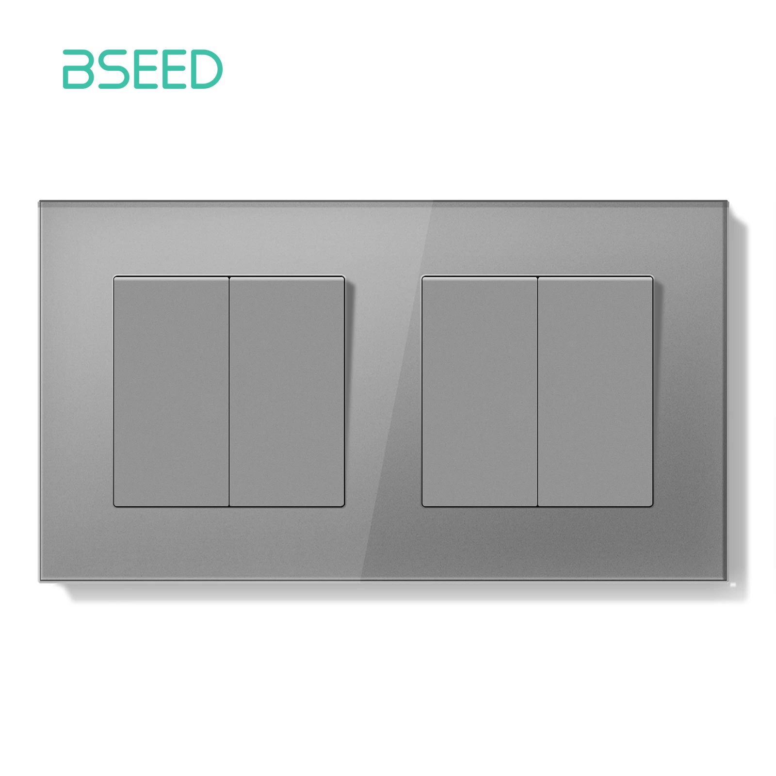 BSEED E-serie mechanische knopschakelaar 1/2Gang 1-weg dubbele lichtschakelaar Drievoudige tuimelschakelaar Glazen paneelschakelaar Aan Uit 250V