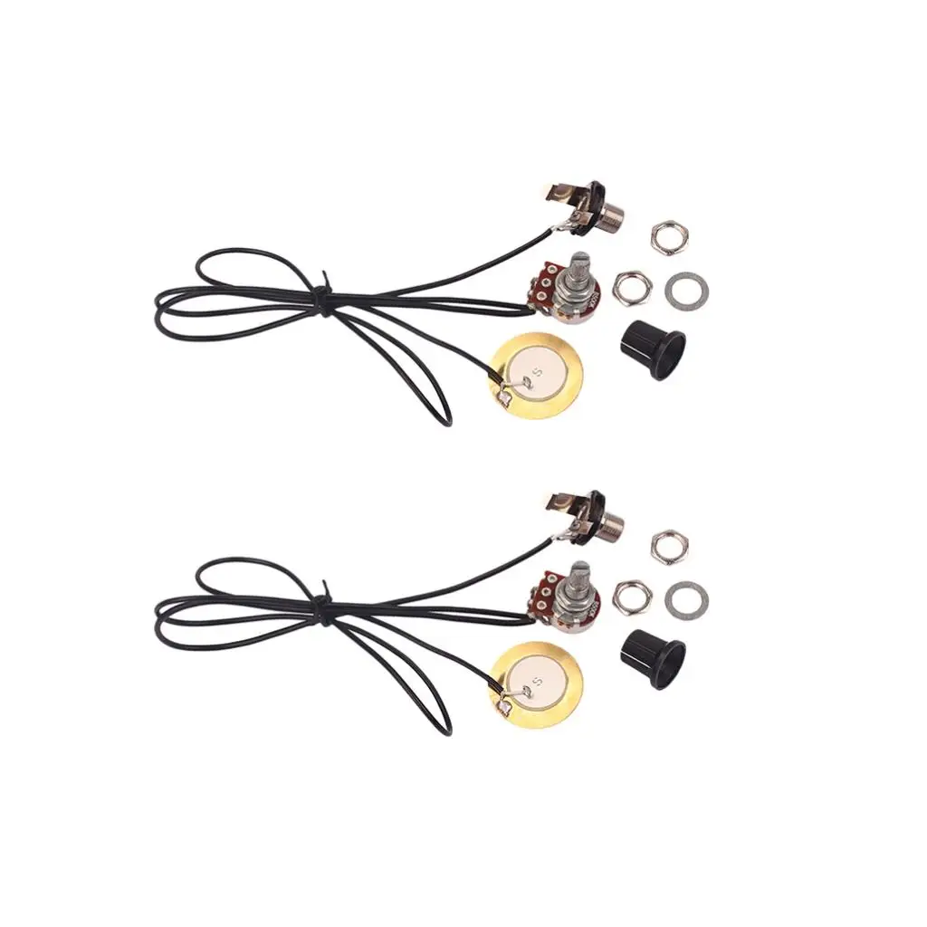 Prewired Piezo Pickup Disc 1T1V 1V1J Piezoelectric Transducer Guitar Element for Violin Mandolin Banjo