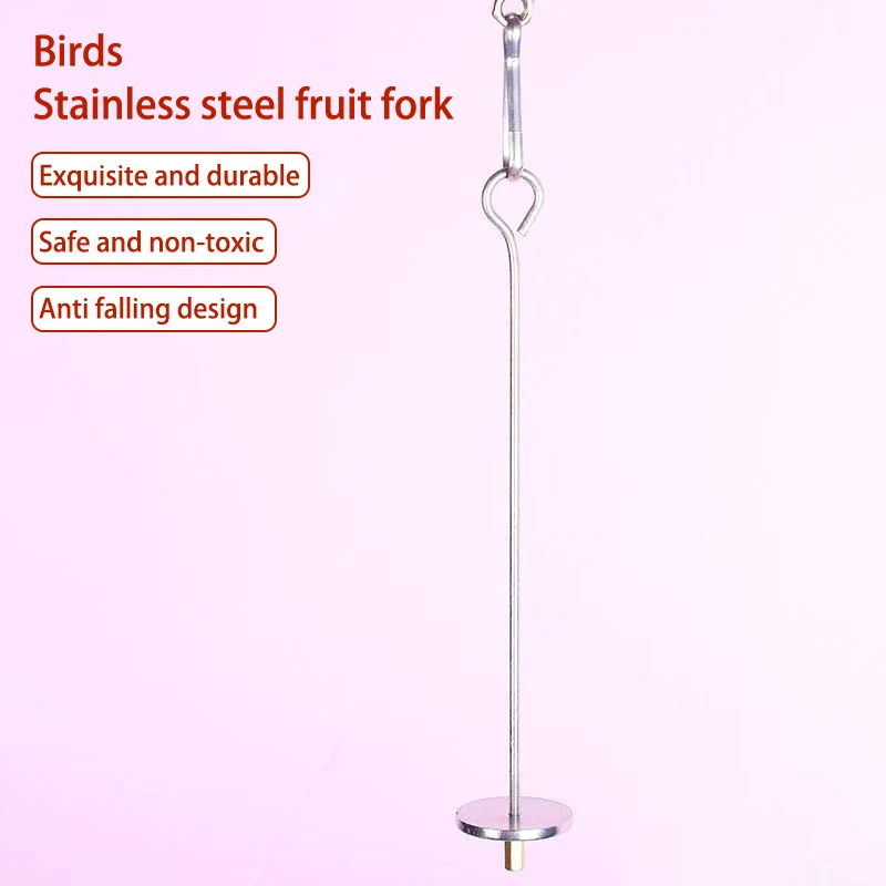 Picture 4: Parrot Stainless Steel Fruit Fork Toy Bird Cage Supplies Fruit Insert Bird Feeder Pet Parrot Accessories Pet Bird Supplies