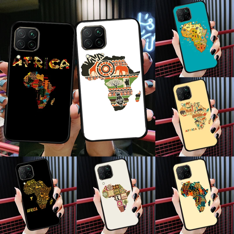 Coque de géographie de carte d'afrique peinte pour Huawei Nova 12i 12s 11i 8i Y91 Y60 Y70 Y72 Y90 Y61 9 10 SE P20 P40 Lite P30 P60 Pro