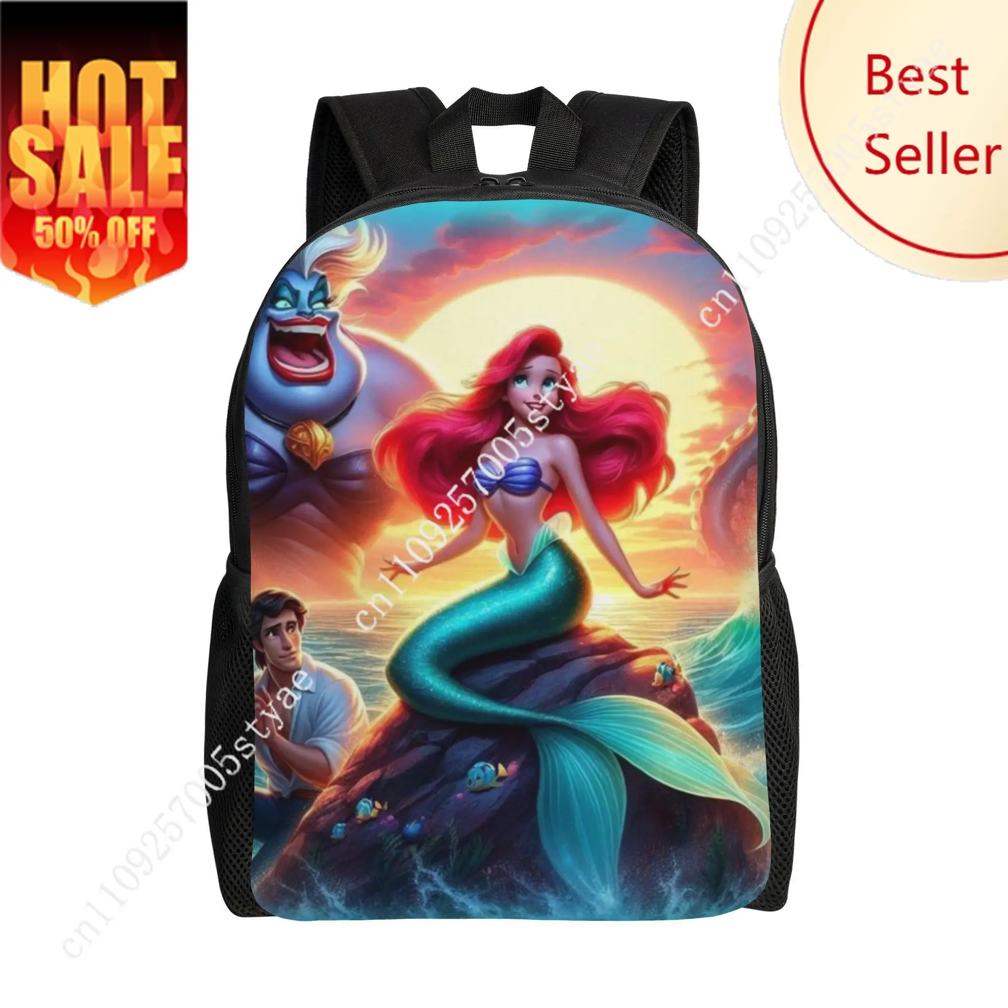 

Ariel Classic Backpack Disney Princess Cartoon Decorate Fabric Aldult Bags Design Your Photo Logo Text Party Holiday Custom Gift