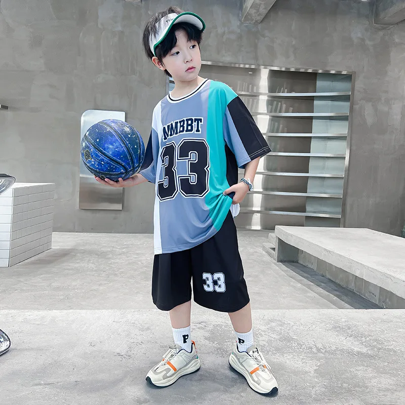 

Children's Wear Boys' Summer Short Sleeved Set 2025 New Summer Ice Silk Quick Drying Summer Cool Ball Uniform