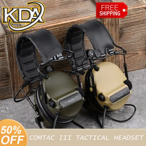 WADSN New Electronic Tactical Communication COMTAC III Headset For Hearing  Protection Adapter with PTT Outdoor Equipment