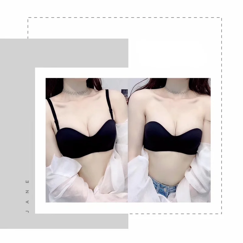 Hikigawa Strapless Bra Sexy Invisible Push Up Bra Wireless Convertible Straps Bralette Top Lingerie Brassiere Seamless Underwear