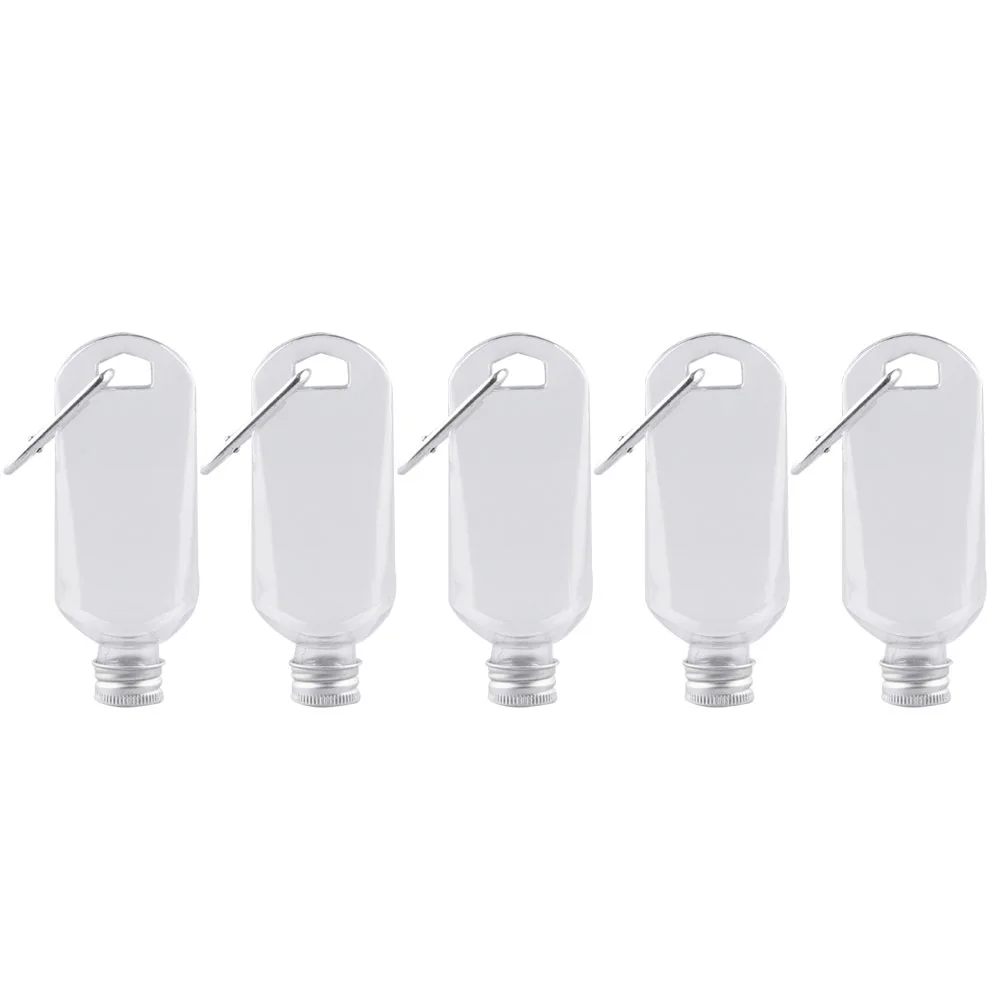 5 قطعة إعادة الملء السفر 30 مللي زجاجات الصابون السائل المحمولة مع هوك للشامبو غسل الجسم منظف الوجه زجاجات فارغة في الهواء الطلق