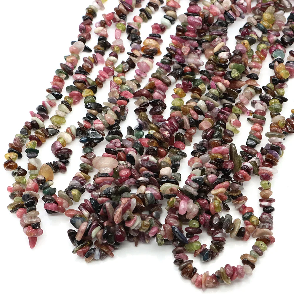 Natural Color Tourmaline Chips Stone Beads Irregular Gravel Crystal Quartz Beads For Jewelry Making DIY Bracelet Necklace 16inch