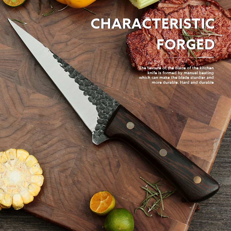 Forged Splitting KnifeProfessional Meat Cutting and Bone CuttingConvenient and Smooth Solid Wood Handle5Cr15 Stainless Steel