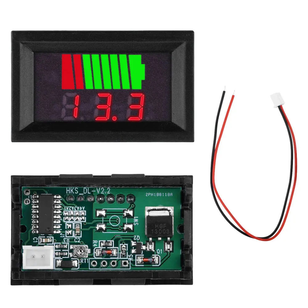 6V 12V 24V 36V 48V 60V 72V Car Battery Charge Level Indicator Lithium Battery Capacity Meter Tester Display LED Tester Voltmeter