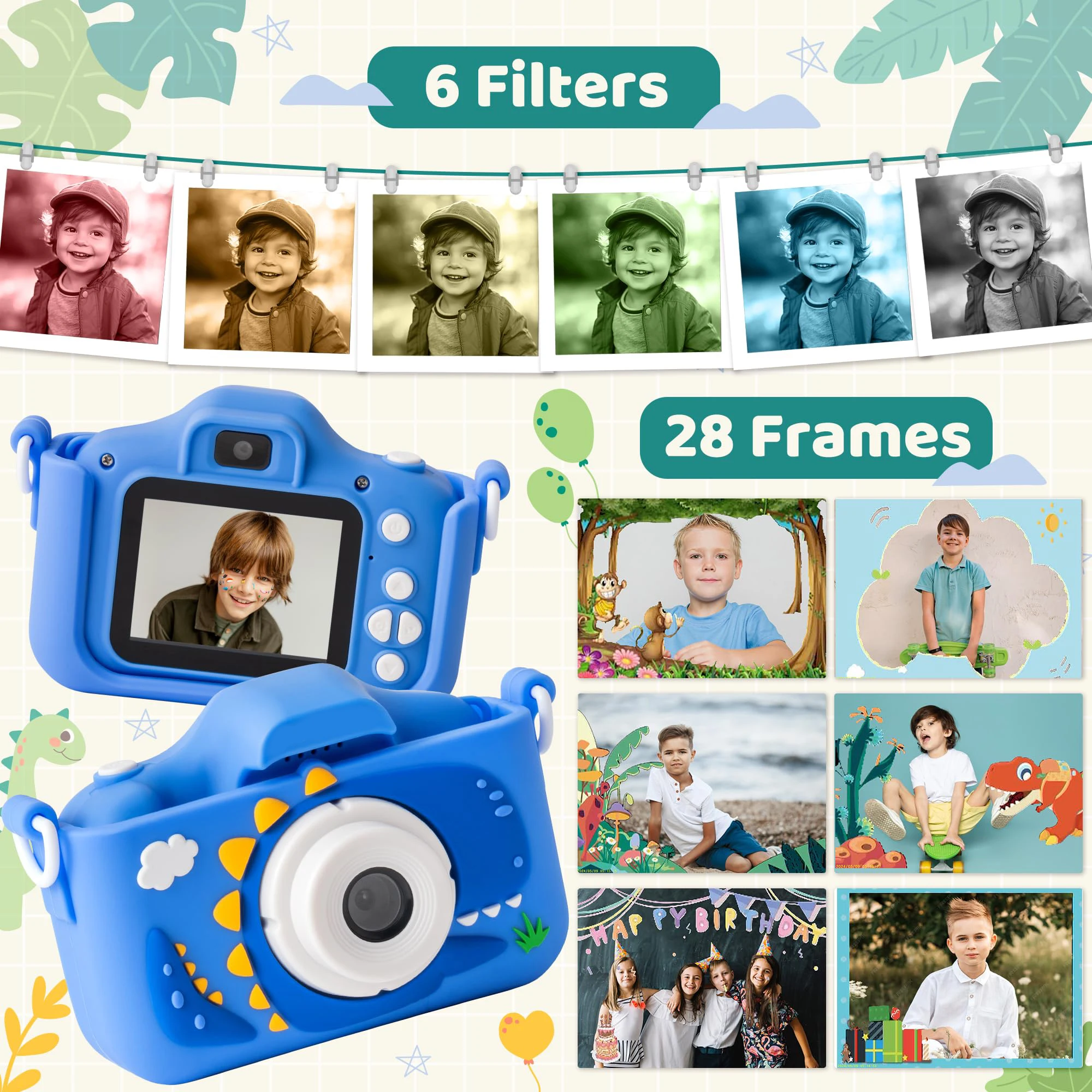 Câmera infantil, câmera dupla, 1080P HD, 48MP com gravação de vídeo Presente de aniversário perfeito para crianças Ideal Natal, Halloween ou Bir