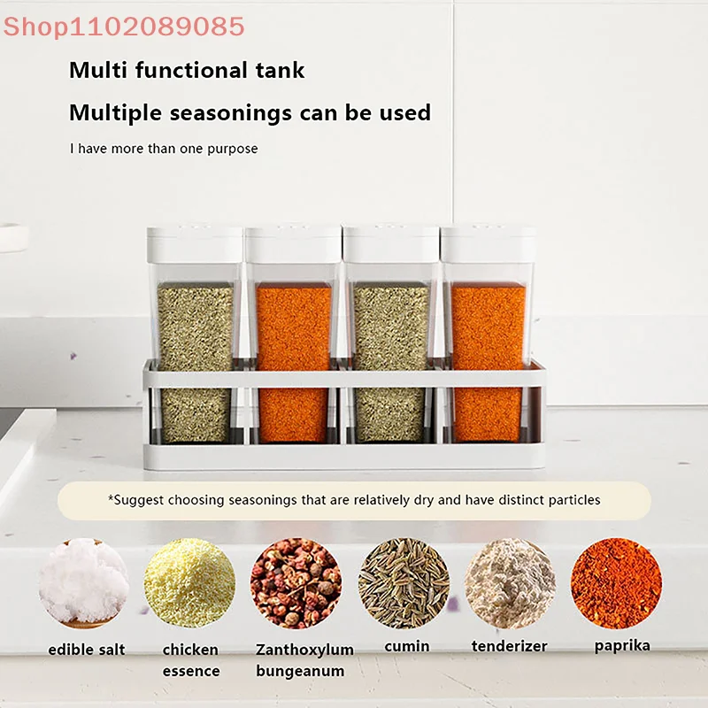 4Pcs/Set Multi-purpose Spice Storage Container Safe Food-grade Seasoning Dispenser Durable Sliding Open Spice Jars With Lid