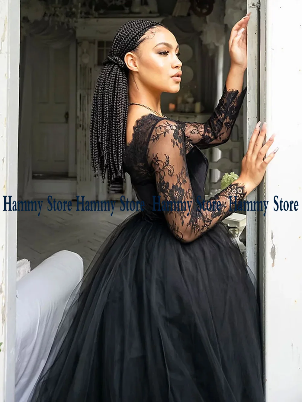 Vestidos de noiva preto para mulheres noiva mangas compridas querida renda a linha vestidos de novia vestido de noiva gótico vestido de casamento