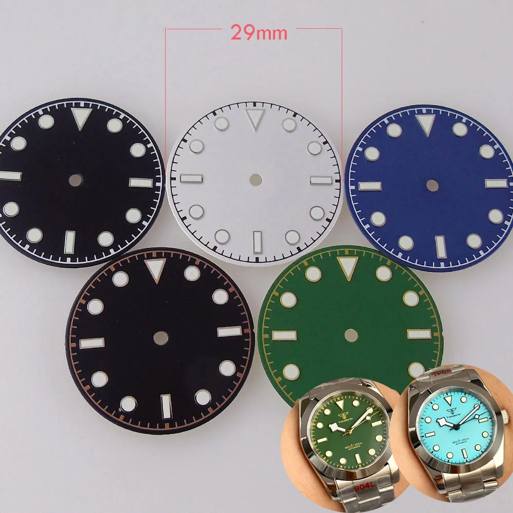 

Steel 29mm Watch Dial for NH35 NH36 NH38 ETA2824 PT ST2130 MIYOTA DG Sterile Nologo Dial Face Luminous for Diver Watch Mod