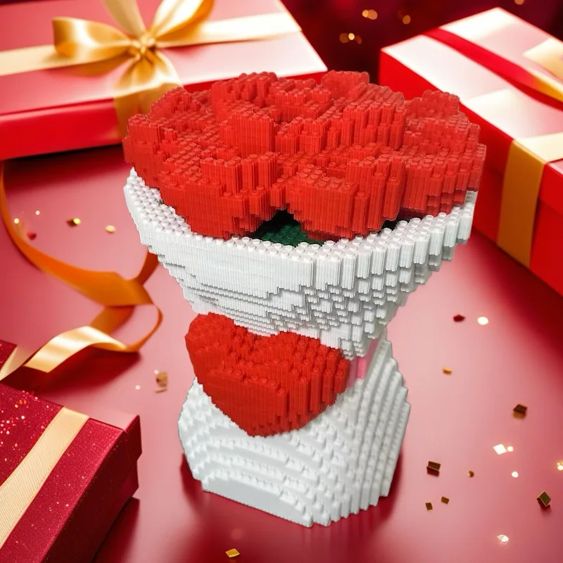 الإبداعية 11000 قطعة اللبنات الوردية لعبة نموذج زهرة مجموعة التعليمية صعوبة عالية التراص كتل لعبة هدية عيد الحب