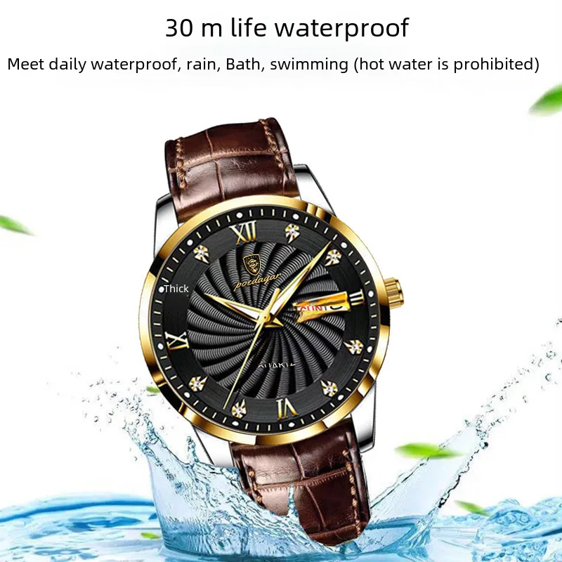 AliExpress Cross-Border Foreign Trade Popular Swiss Brand Waterproof Luminous Double Calendar Men's Watch Business One Piece Dro