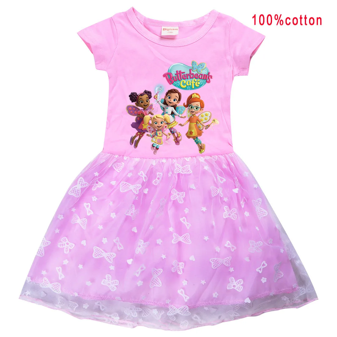 Butterbean Cafe Girls Baby Summer Dress Kids Lace Princess Dress Cotton Children Clothes Girls Birthday Party Dress