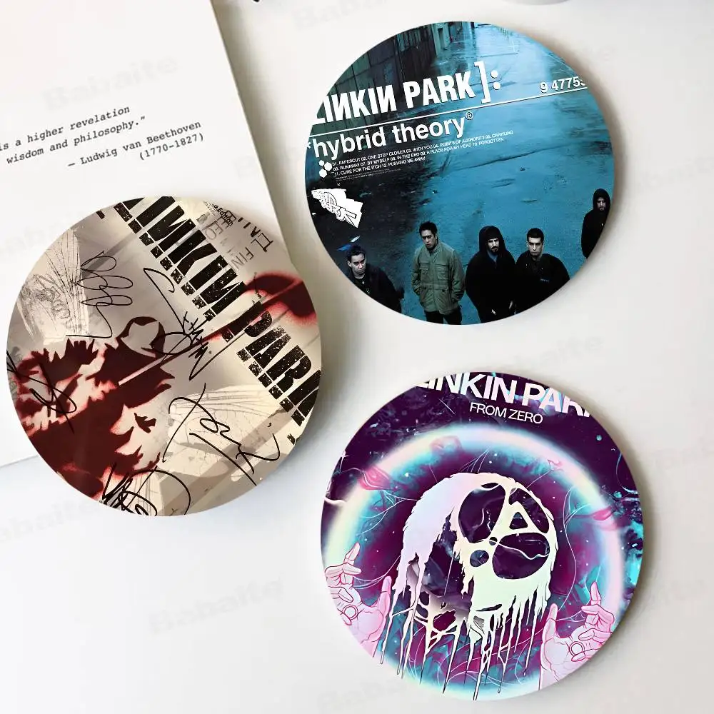 L-Linkin P-Parks Rock Band Themed Wooden Coaster Creative Heat-Resistant Non-Slip Table Mat, Suitable for Protecting Desktop