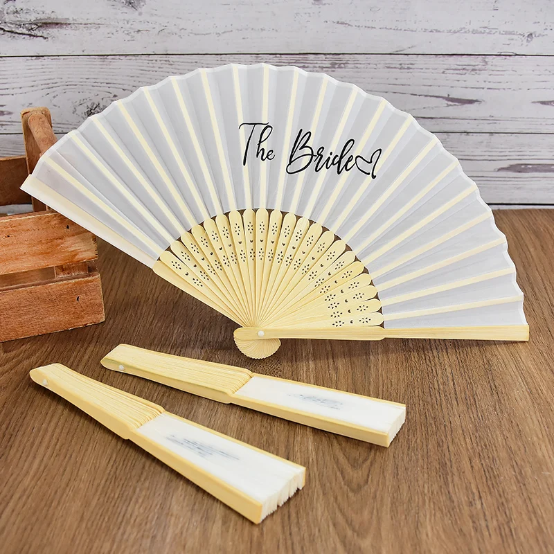 Bride Wedding Hand Fans Bridesmaid Guest Gifts Foldable Bamboo Fan Wedding Bridal Shower Decoration Bachelorette Party Supplies