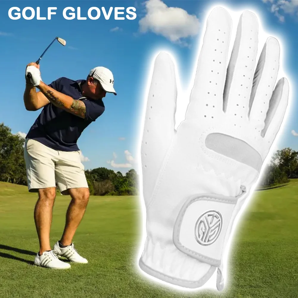 

1Pc Golf Glove Men's Golf Gloves Air Permeable Hole Outdoor Left/Right Hand Anti-slip White Golf Gloves Soft Super Fiber Cloth