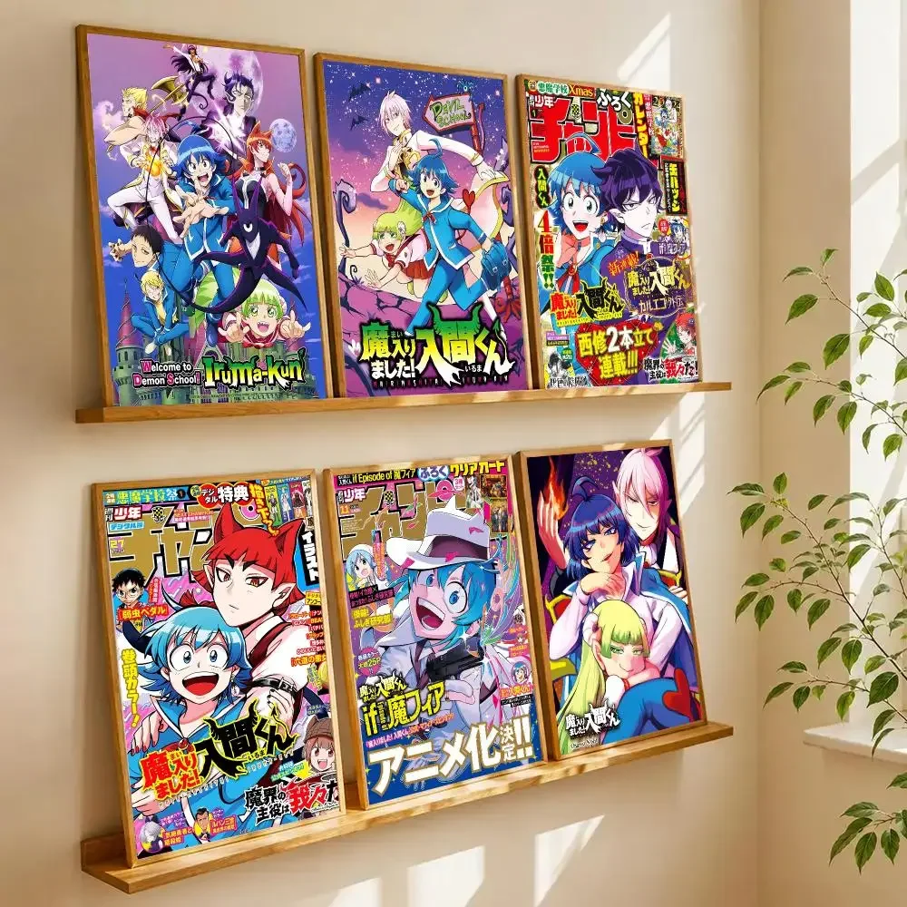 Classic Anime W-Welcome To Demon School! Iruma Kun Poster Self Adhesive Wall Art Decor for Bedroom Living Room Home Decor Gift