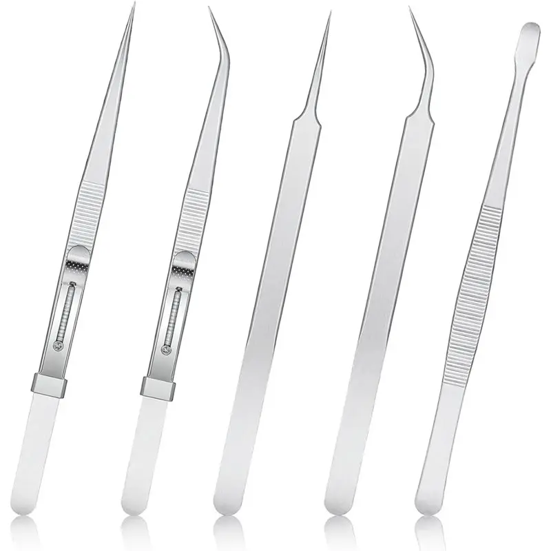 ABUH-Tweezers Set, Long Tweezers Thin Soldering Tweezer Curved Of Tweezer For Craft, Electronics, Soldering, Jewelry Making