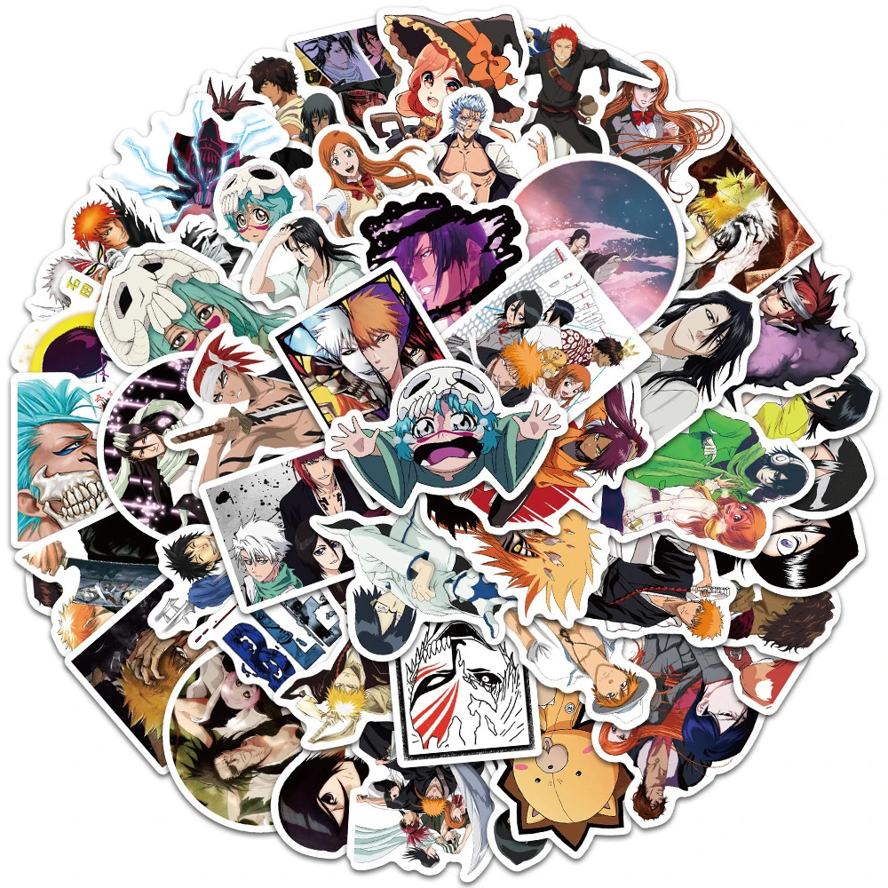 10/30/50pcs Japanese Anime BLEACH Stickers Kurosaki Ichigo Rukia Inoue Decal Phone Skateboard Luggage Cool Magan Cartoon Sticker