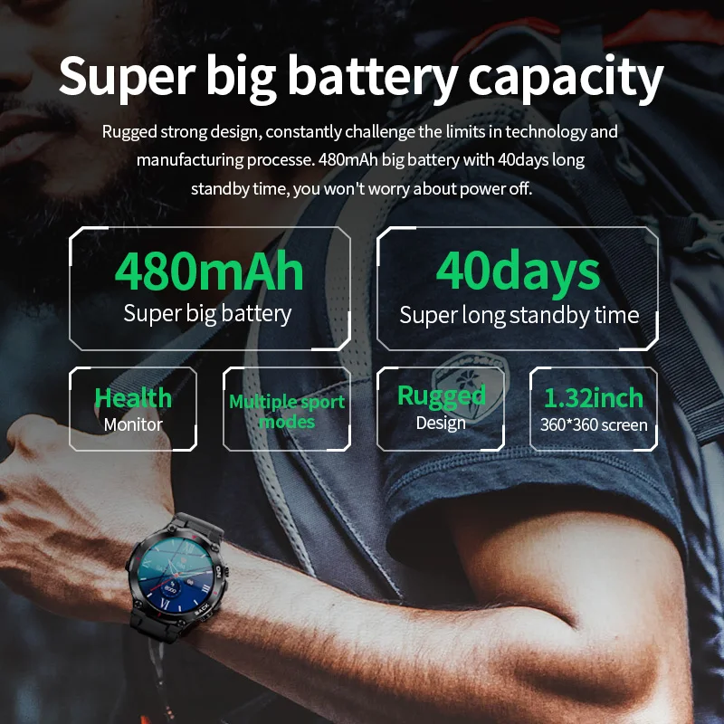 LIGE GPS 위치 스마트 워치 스포츠 피트니스 추적기 480Mah 슈퍼 긴 대기 시간 Smartwatch 남자 사용자 정의 다이얼