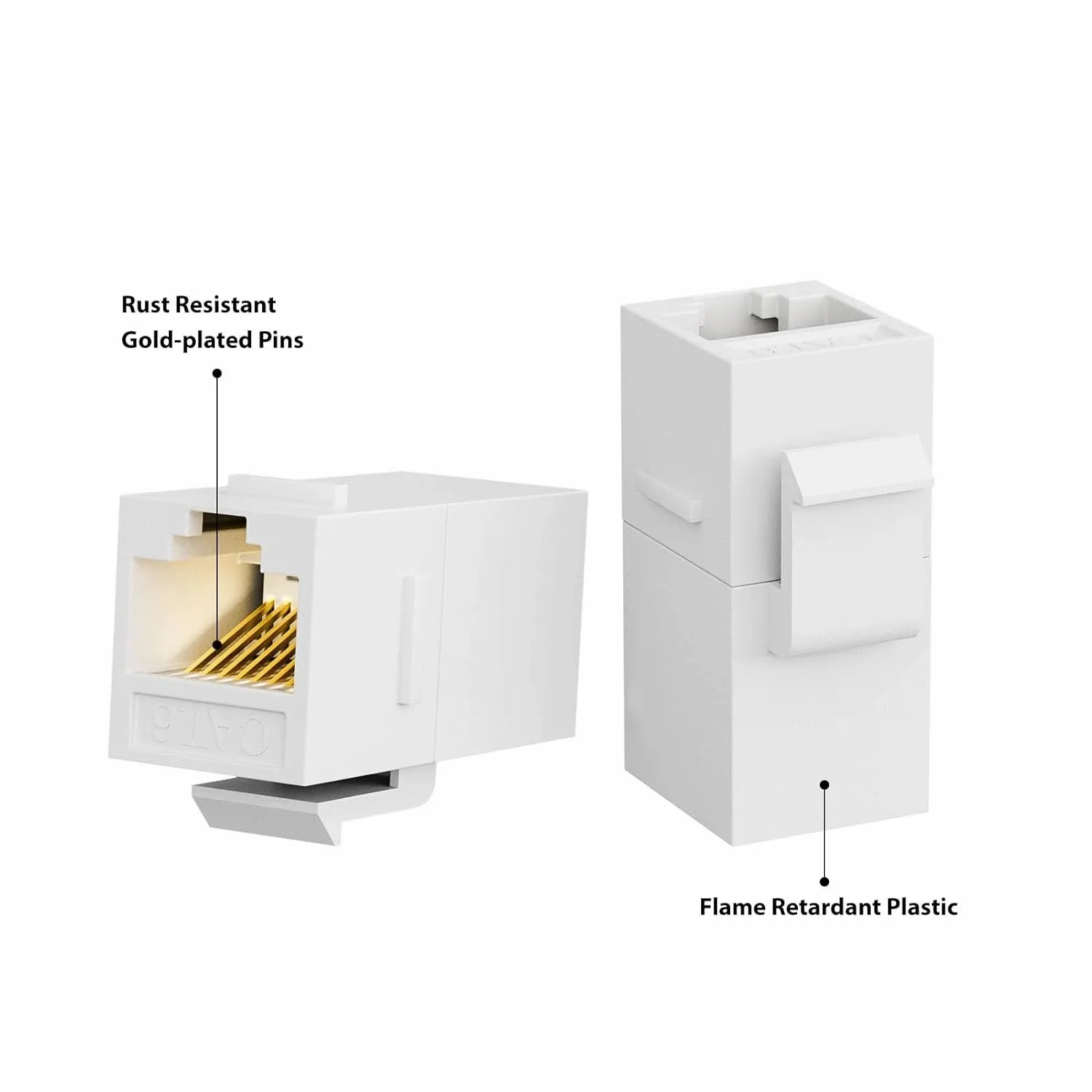 Woeow อุปกรณ์ต่อคีย์สโตนสำหรับ CAT6 RJ45 12ชิ้นหัวต่อตัวเมียตัวเมียตัวเมียเป็นปลั๊กตัวเชื่อมต่อแบบอินไลน์ CAT6 UTP สีขาว