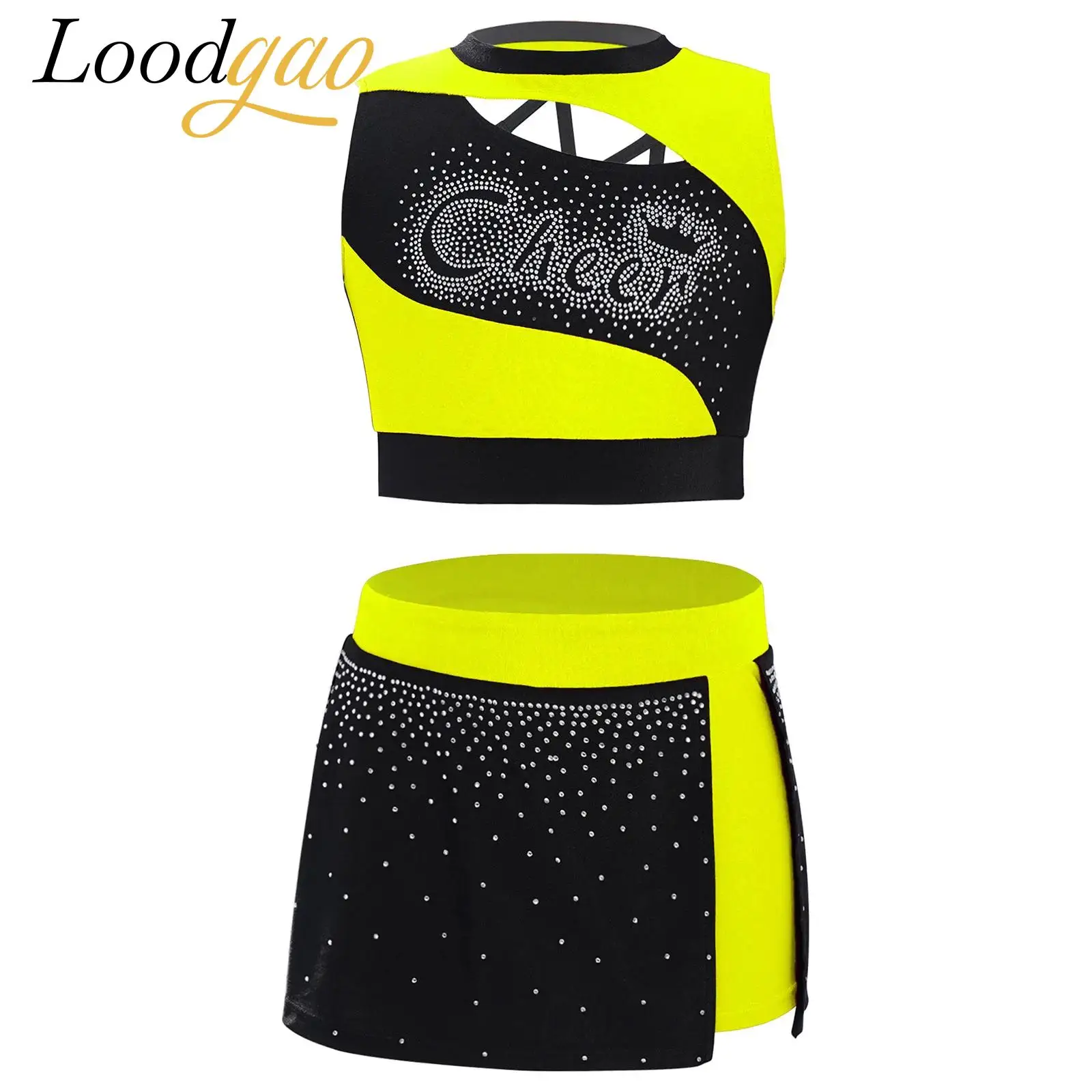 

Children Cosplay Cheering Team Schoolgirl Cheer Dance Outfits Kids Girls Cheerleader Costume Carnivals Cheerleading Uniform Sets