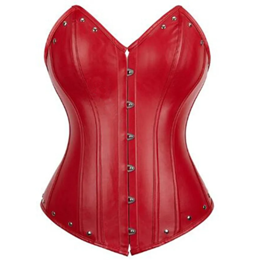 Sexy Women Leather Corset Burlesque Costumes Lace Up Zipper Steampunk Gothic Corset Bustier Overbust Body Shaper Plus Size