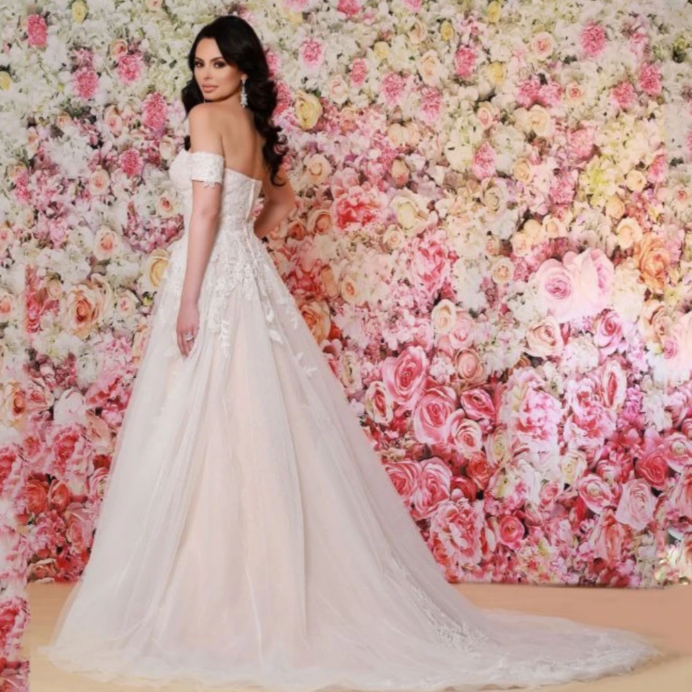Customized Wedding Dresses Lace Ball Gown Strapless Bridal Gowns Sparkle Tulle Bride Robe Shiny Sequined vestido de novia