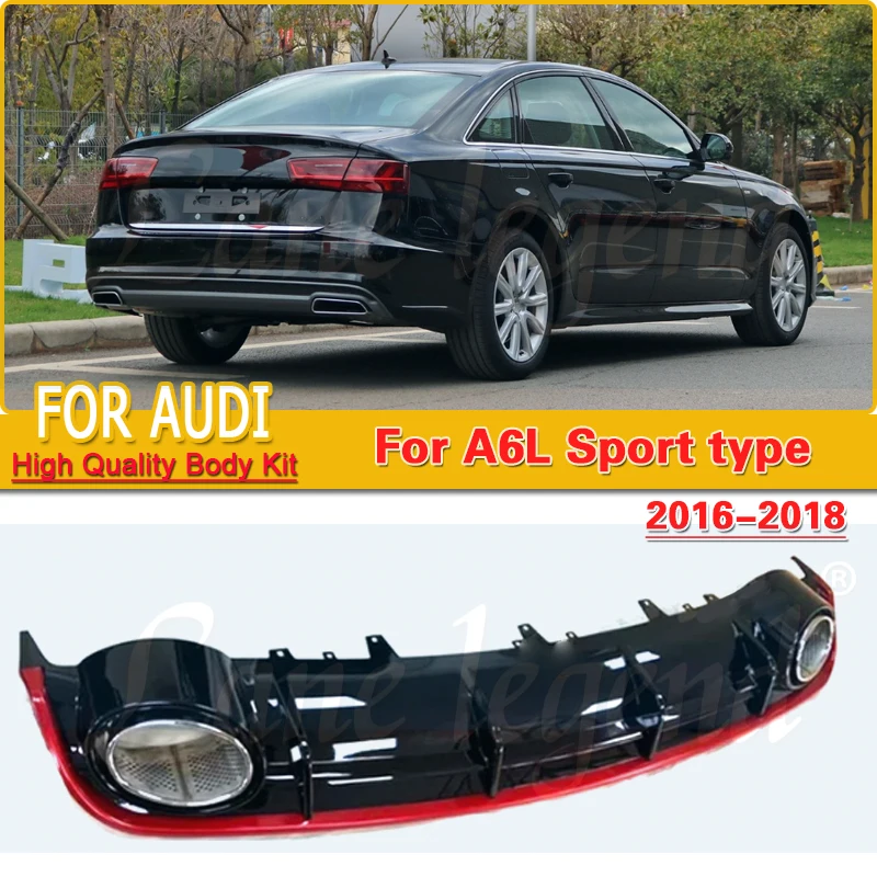 

For Audi A6 A6L 2016-2018 REAR BUMPER TRUNK LIP SPOILER DIFFUSER with Tail throat Rear Lip Auto Accessories(Modify to RS6 Style)