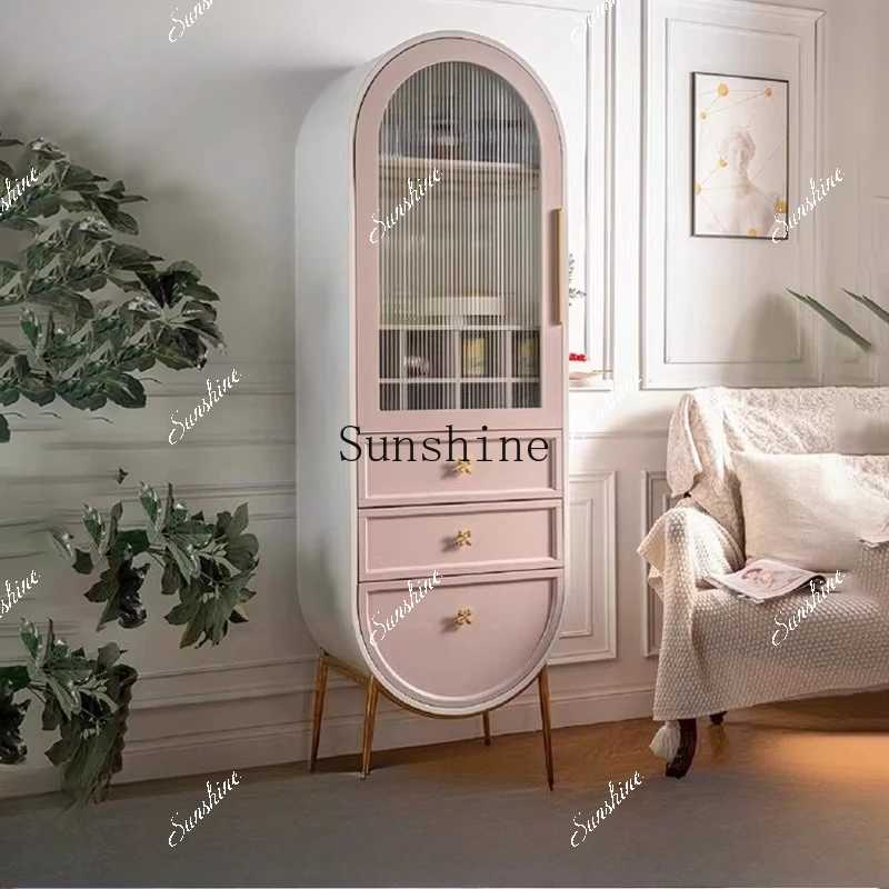 

Light luxury solid wood bookcase living room simple French retro cream style