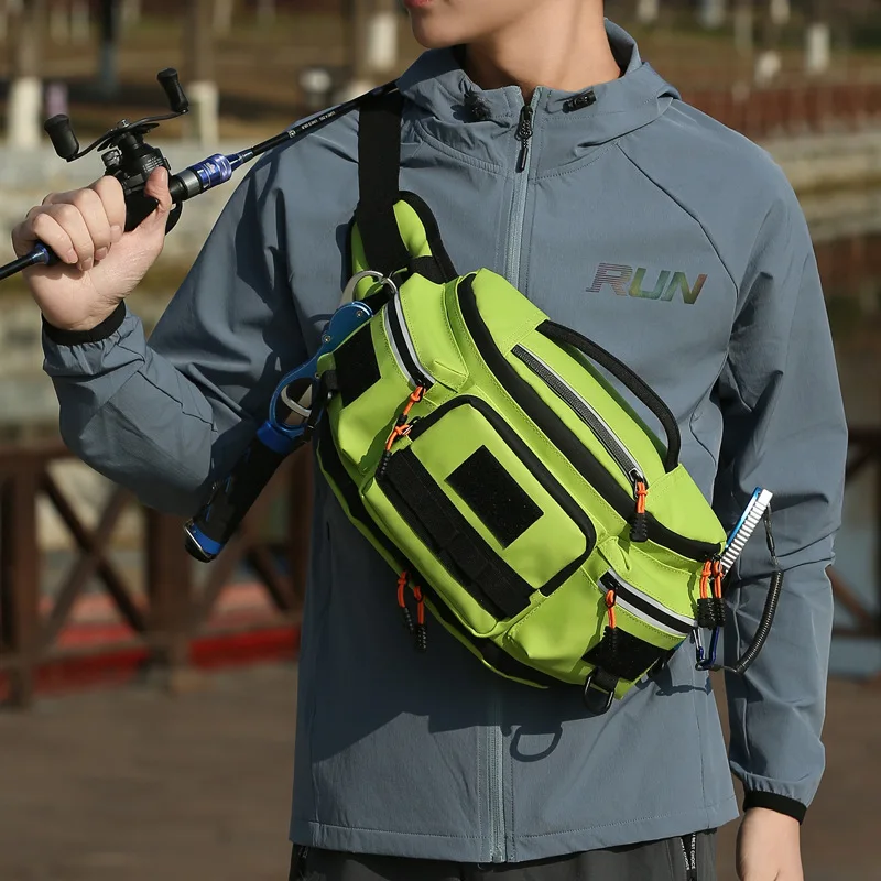 Outdoor Cycling Multi-Functional Lure Bag Expandable Waist Bag Fishing Gear Storage Cycling Chest Crossbody Bag