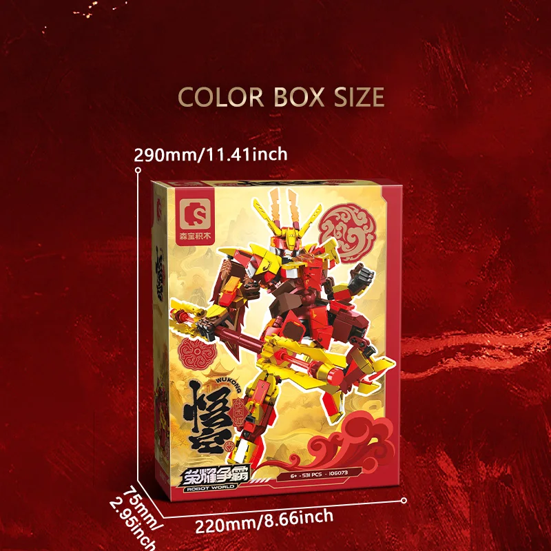 SEMBO BLOCK Serie Meccanica Monkey King Kit Modello Trasformante Mecha Building Blocks MOC Assemblaggio Mattoni Ornamento Ragazzo Giocattolo