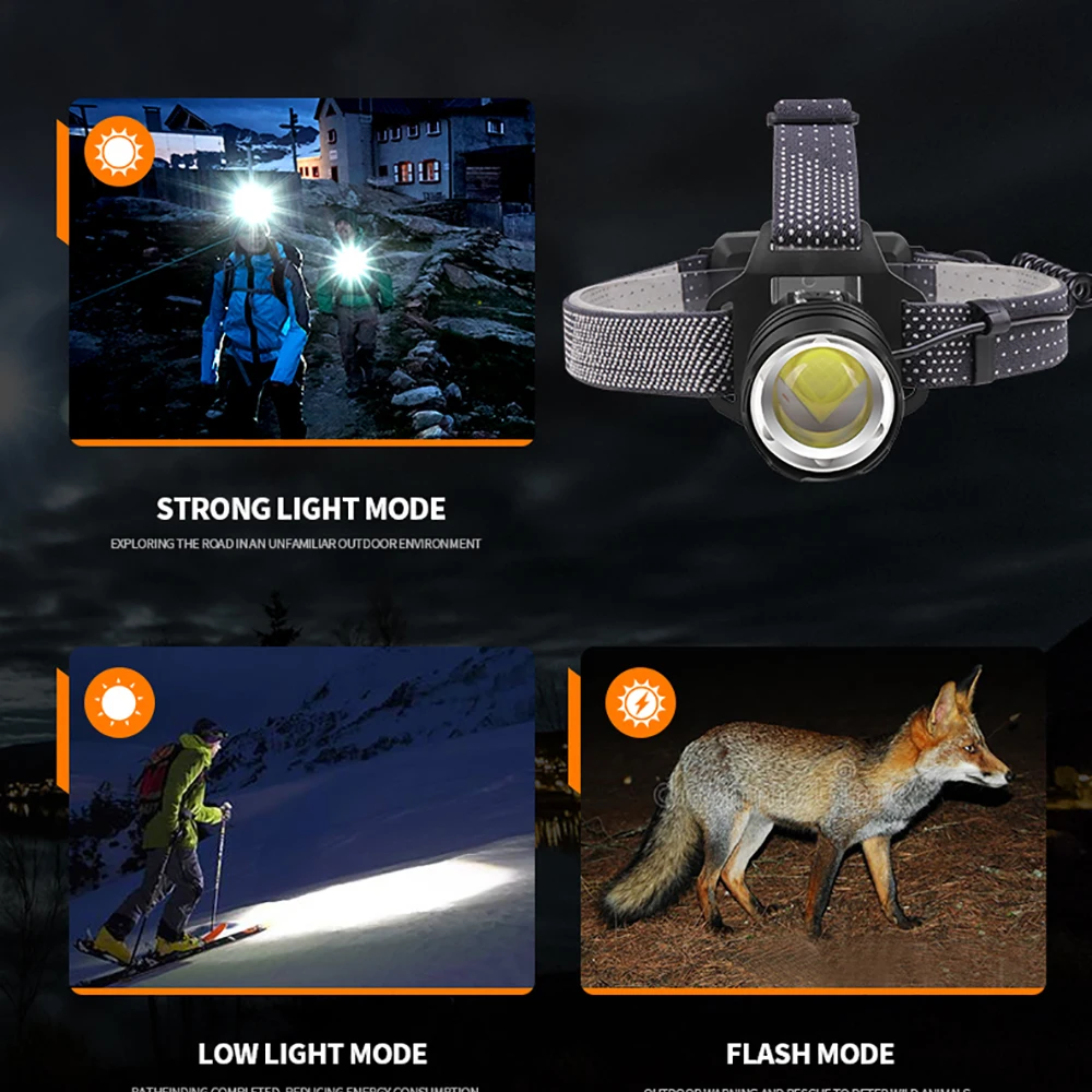 5000000LM XHP200 Most Powerful LED Headlamp Rechargeable Head Flashlight LED Headlight 18650 USB Waterproof Fishing Camping Lamp