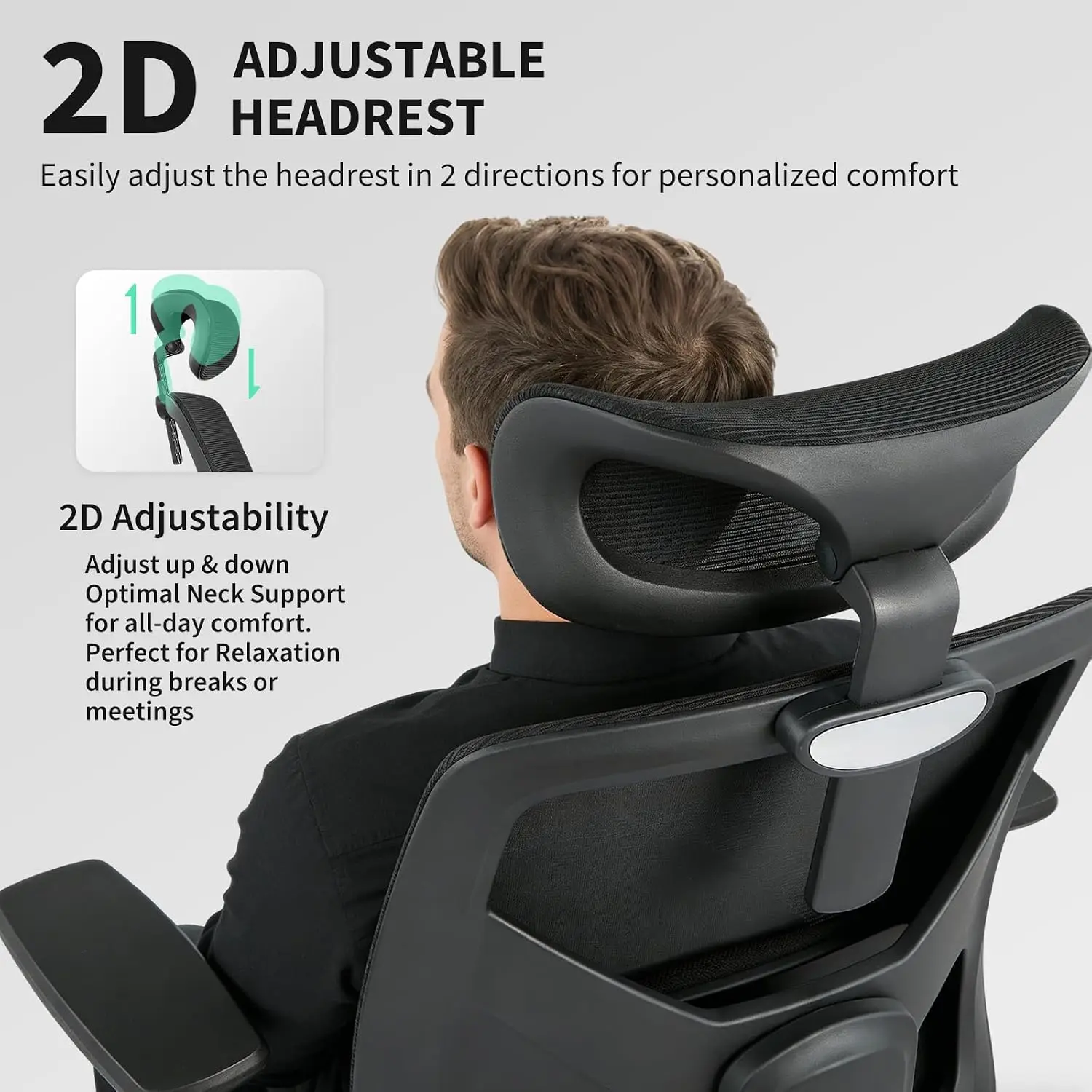 Chaise de bureau ergonomique en maille Garvee – Appuie-tête et soutien lombaire réglables, accoudoirs rabattables, réglable en hauteur, mode bascule, 360° °   Roulettes pivotantes pour un confort optimal